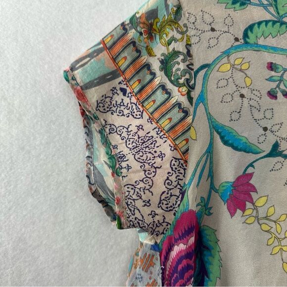 Johnny Was Boho Floral Patchwork V-Neck Women Top Size XS - Picture 5 of 12